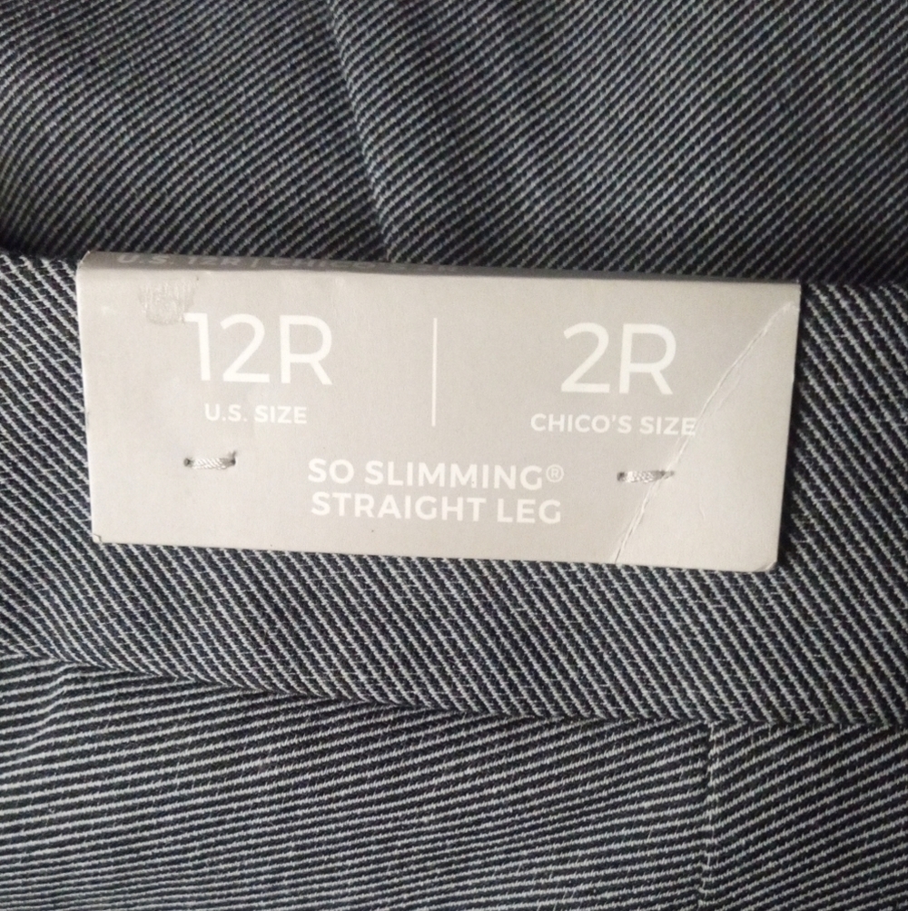 Chico's So Slimming Sophia Twill Striped Straight Leg Pants NWT Size 2 12 - Picture 13 of 14